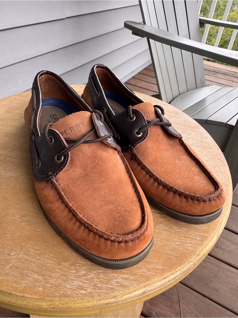 Sperry Top-Sider Leeward Boat Shoes Brown Leather Men's 9.5M